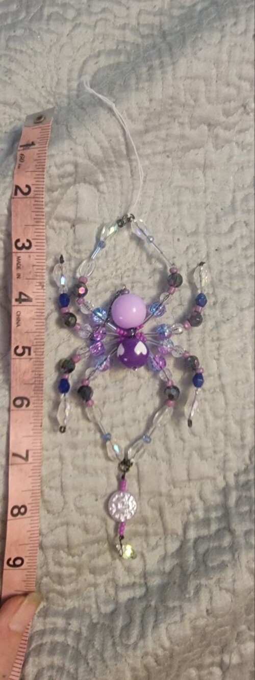 Handmade Purple & Lavender Beaded Rearview Mirror Pendant